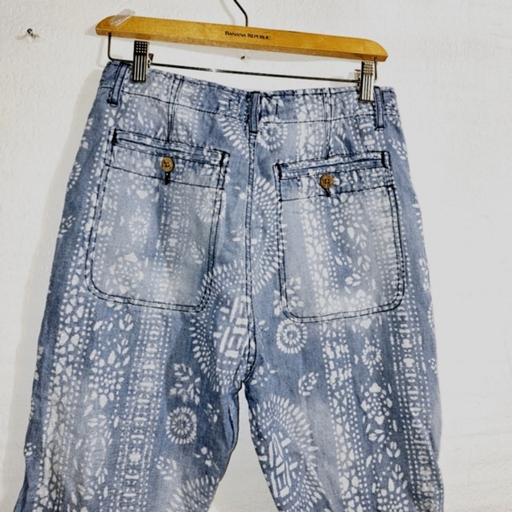 Free People ISLAND VIBES DISCHARGE TROUSERS IN BLUE - Picture 12 of 15